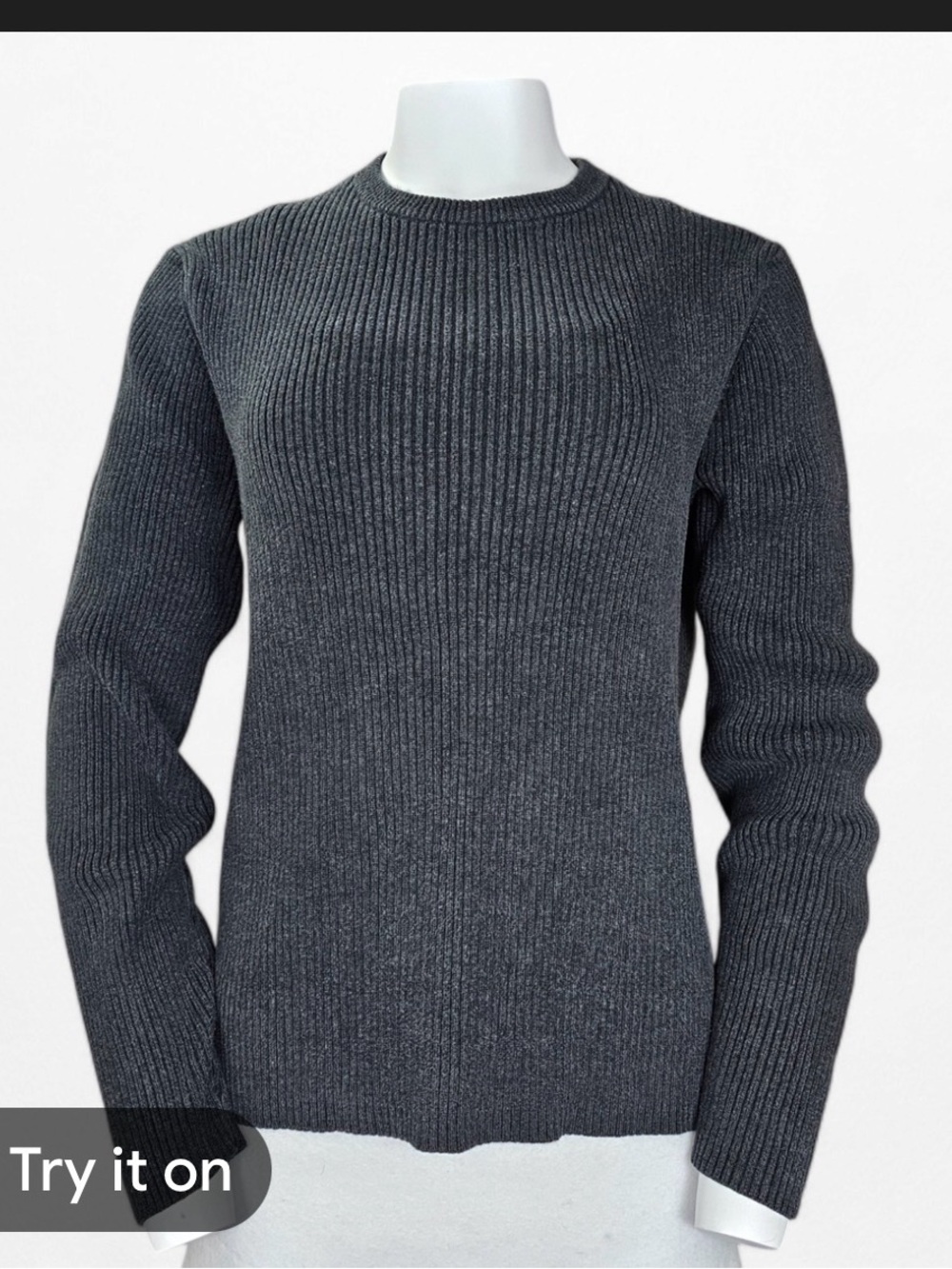 Banana Republic Dark Charcoal Ribbed Crewneck Sweater